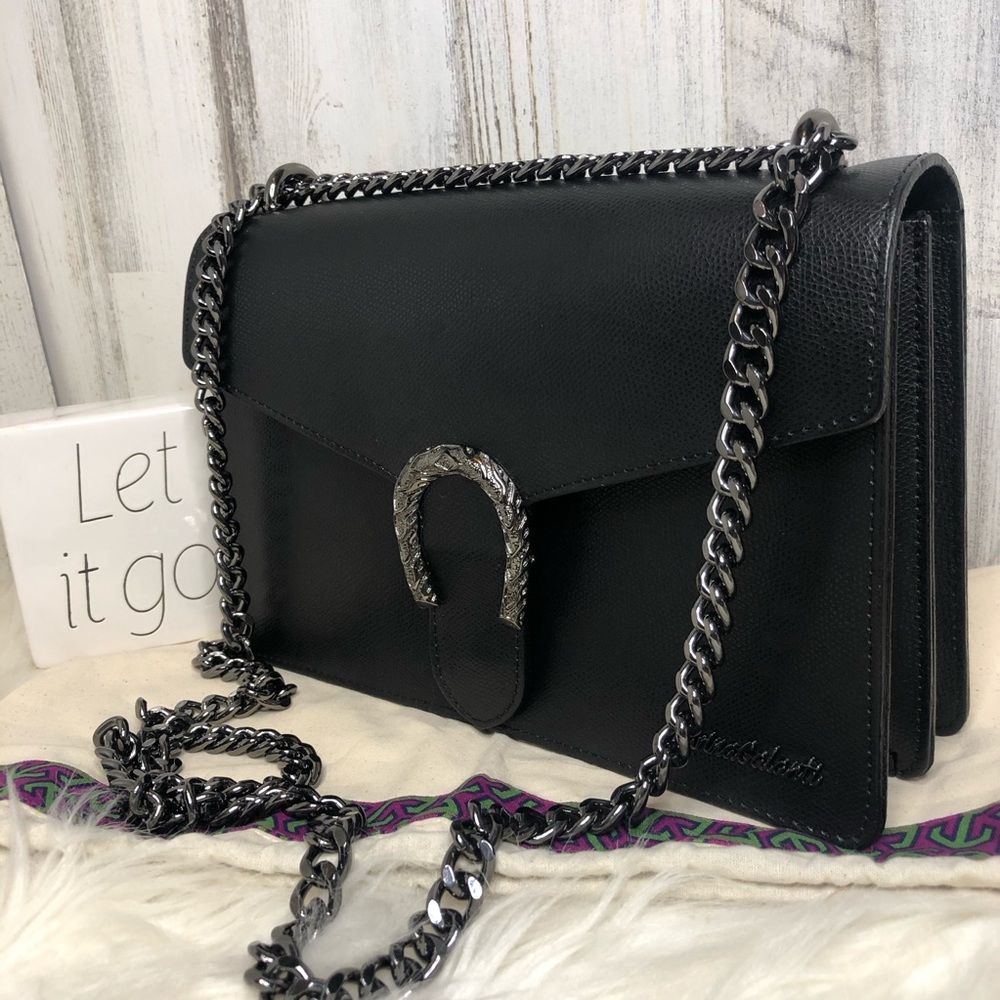 MARINA GALANTI black Italian Leather Crossbody bag